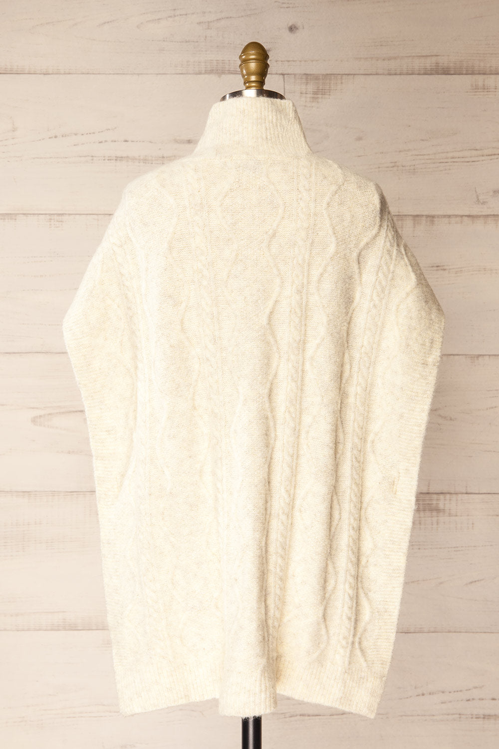 Brehat Ivory Knit Poncho | La petite garçonne back view