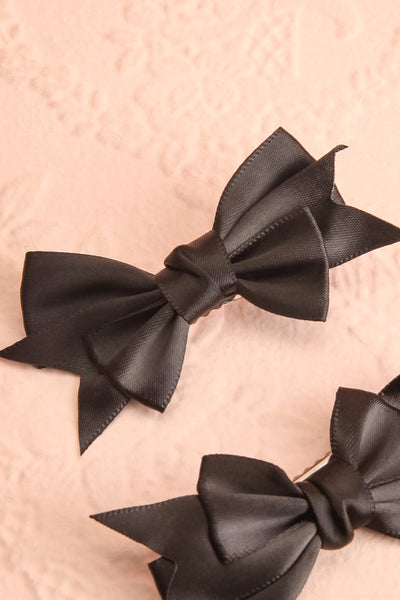 Briana Black Set of 2 Silky Bow Hair Clips | Boutique 1861