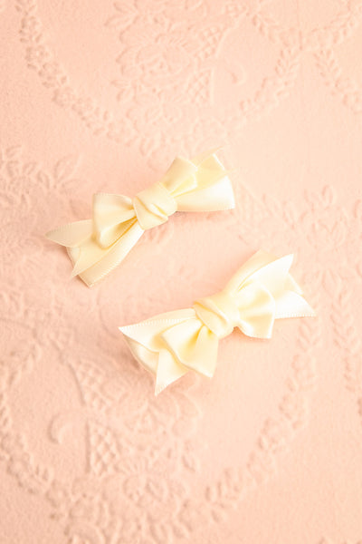Briana Ivory Set of 2 Silky Bow Hair Clips | Boutique 1861 view