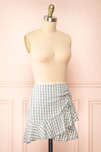 Briar Blue Short Asymmetrical Gingham Skirt | Boutique 1861 side view