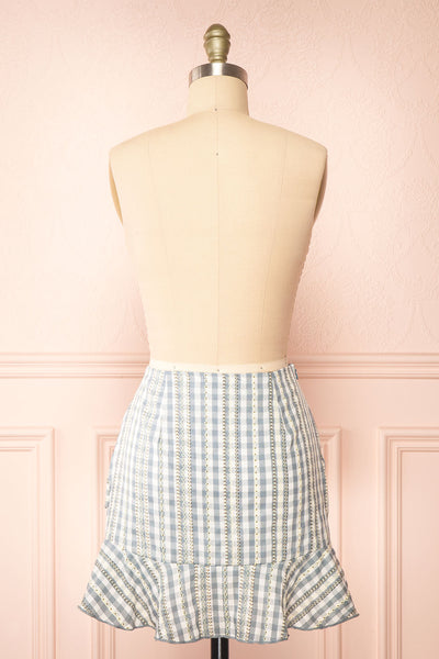 Briar Blue Short Asymmetrical Gingham Skirt | Boutique 1861 back view