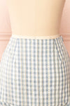 Briar Blue Short Asymmetrical Gingham Skirt | Boutique 1861 back  close-up