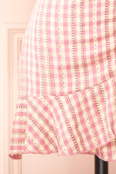 Briar Pink Short Asymmetrical Gingham Skirt | Boutique 1861 bottom
