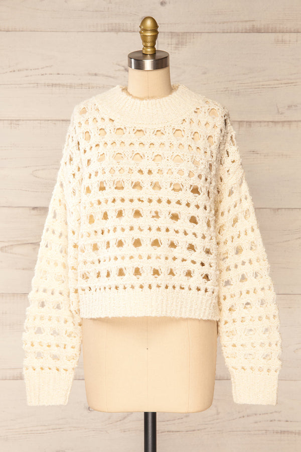 Bridgetown | Ivory Crochet Knit Sweater