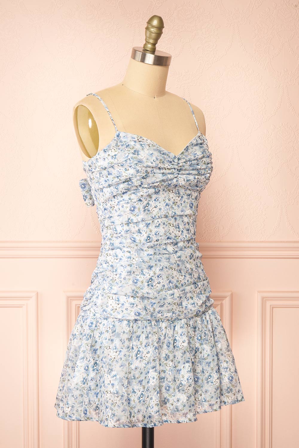 Brigdett Short Floral Dress w/ Ribbon | Boutique 1861  side view