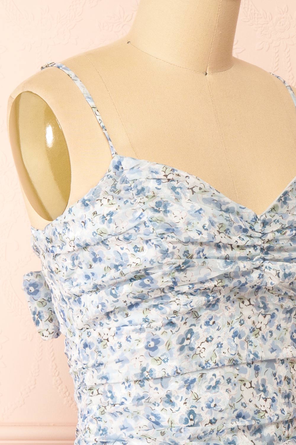 Brigdett Short Floral Dress w/ Ribbon | Boutique 1861  side