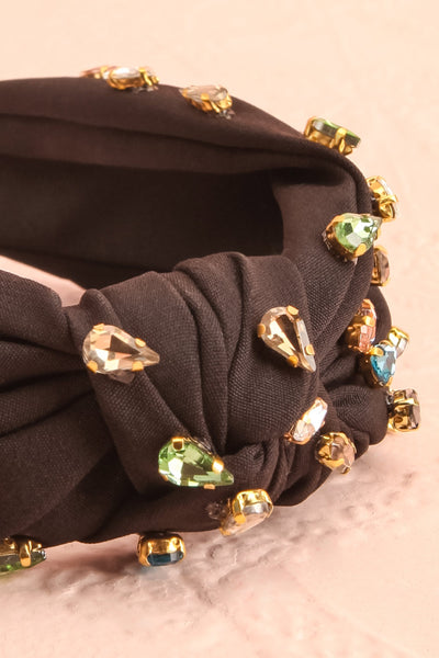 Briet Black Headband w/ Multicolor Crystals | Boutique 1861 flat close-up