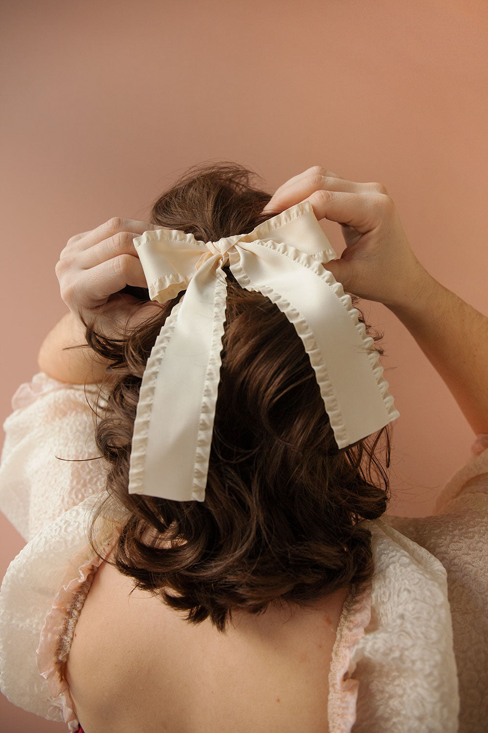 Brigid Ivory Wavy Bow Hair Clip | Boutique 1861 model