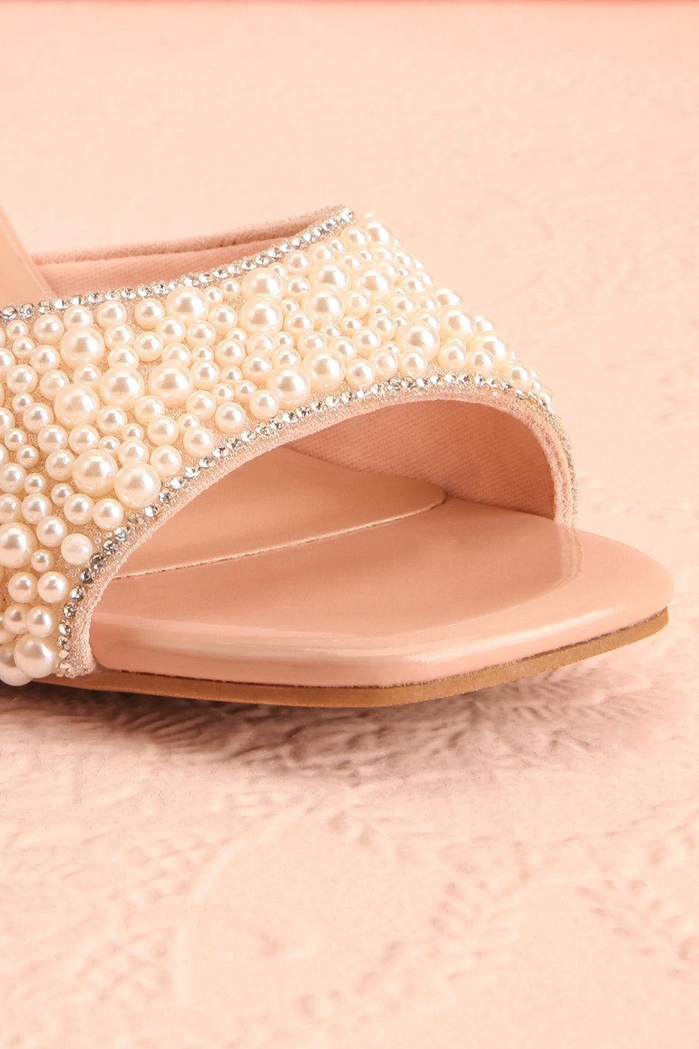 Brigitta Heeled Sandals w/ Pearl Strap | Boudoir 1861 front close-up