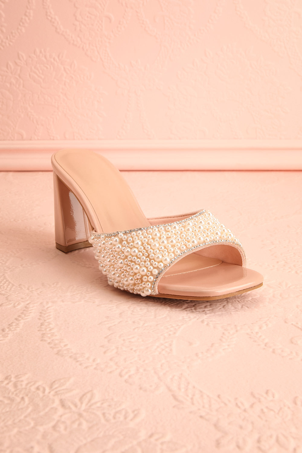 Brigitta Heeled Sandals w/ Pearl Strap | Boudoir 1861 front view