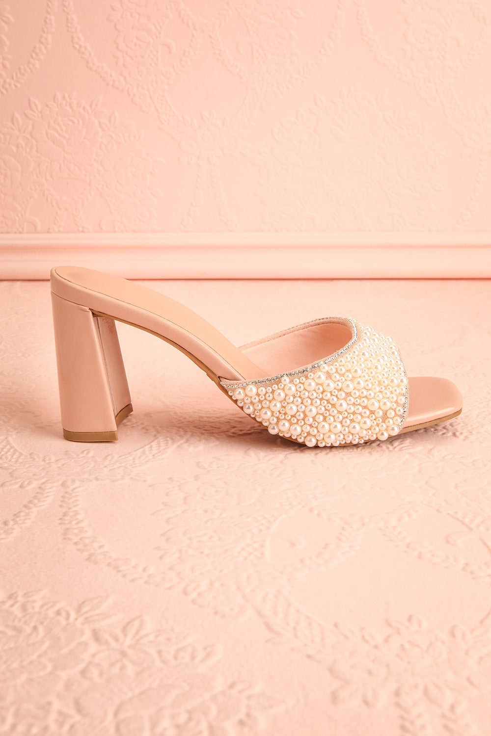 Brigitta Heeled Sandals w/ Pearl Strap | Boudoir 1861 side view