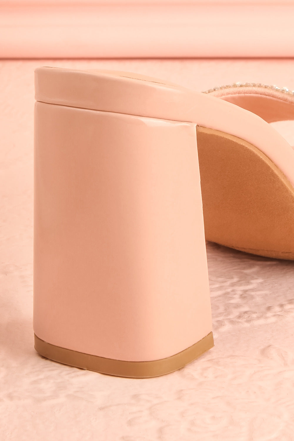 Brigitta Heeled Sandals w/ Pearl Strap | Boudoir 1861 back close-up