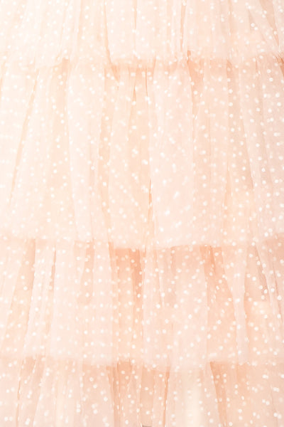 Brisa Short Pink Layered Tulle Dress w/ Polka Dots | Boutique 1861 texture