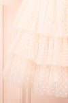 Brisa Short Pink Layered Tulle Dress w/ Polka Dots | Boutique 1861 bottom close-up