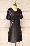 Brisbane Short Black Faux-Leather Dress | La petite garçonne side view