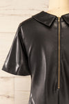 Brisbane Short Black Faux-Leather Dress | La petite garçonne back close-up