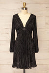 Bromsgrove Short Black Pleated Dress w/ Long Sleeves | La petite garçonne front view