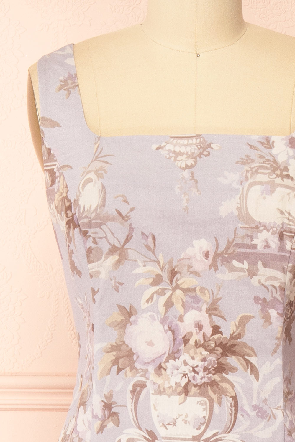 Bronwyn Straight Lavender Midi Dress with Squared Neckline | Boutique 1861 front