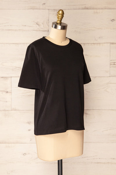 Brossard Black Round Neck T-Shirt | La petite garçonne side view