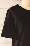 Brossard Black Round Neck T-Shirt | La petite garçonne side close-up