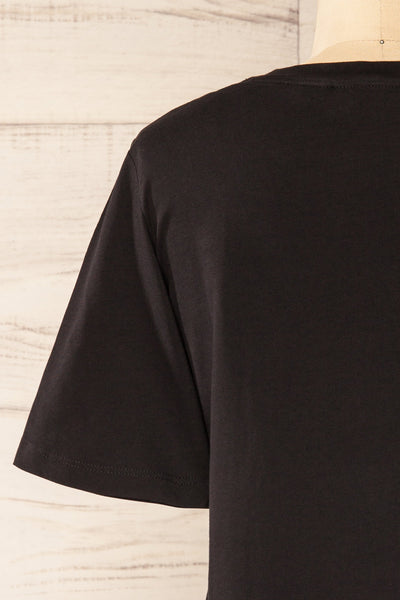 Brossard Black Round Neck T-Shirt | La petite garçonne back close-up