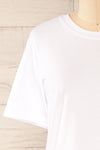 Brossard White Round Neck T-Shirt | La petite garçonne  front close-up