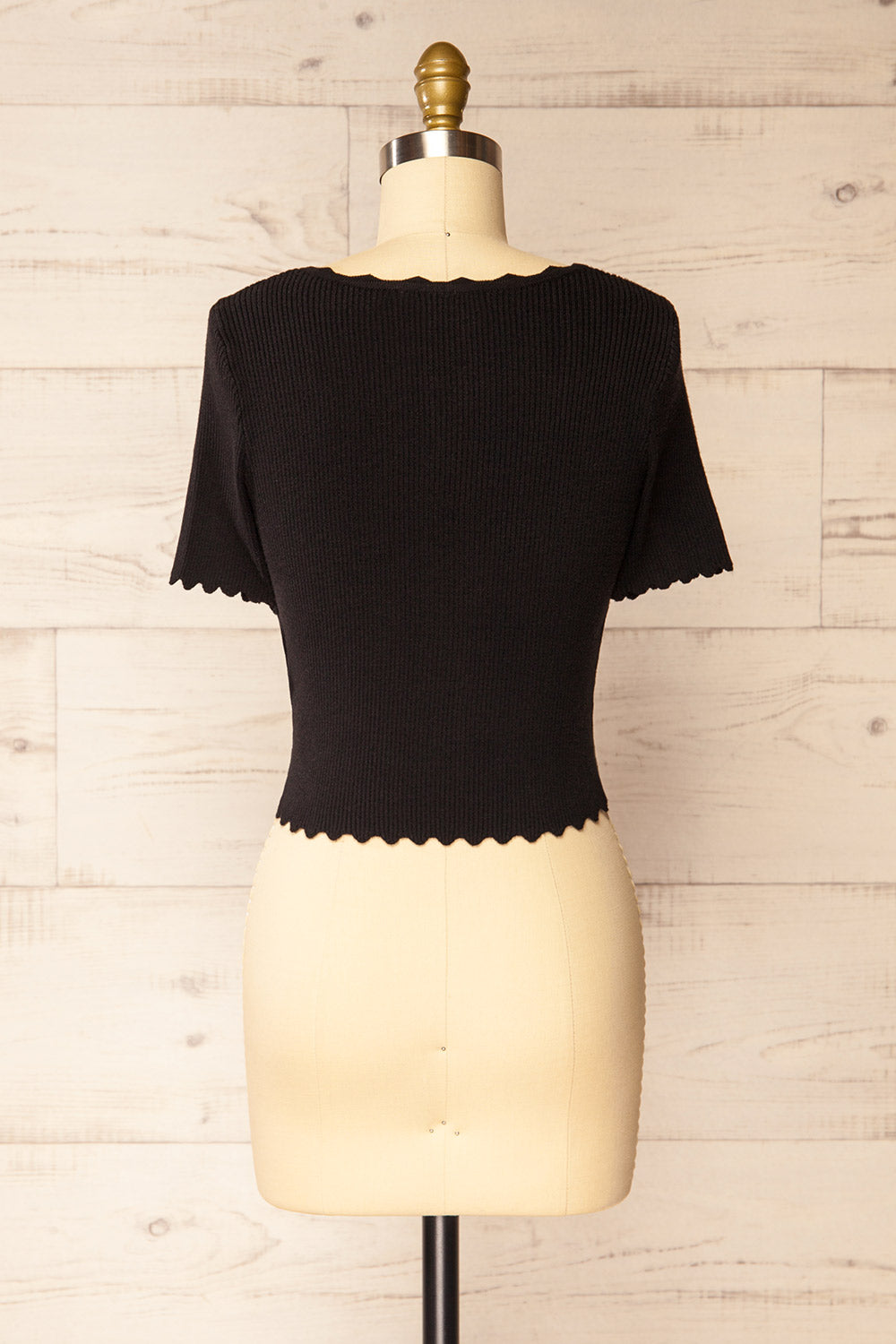 Brussels Black Cropped Ribbed Top | La petite garçonne back view