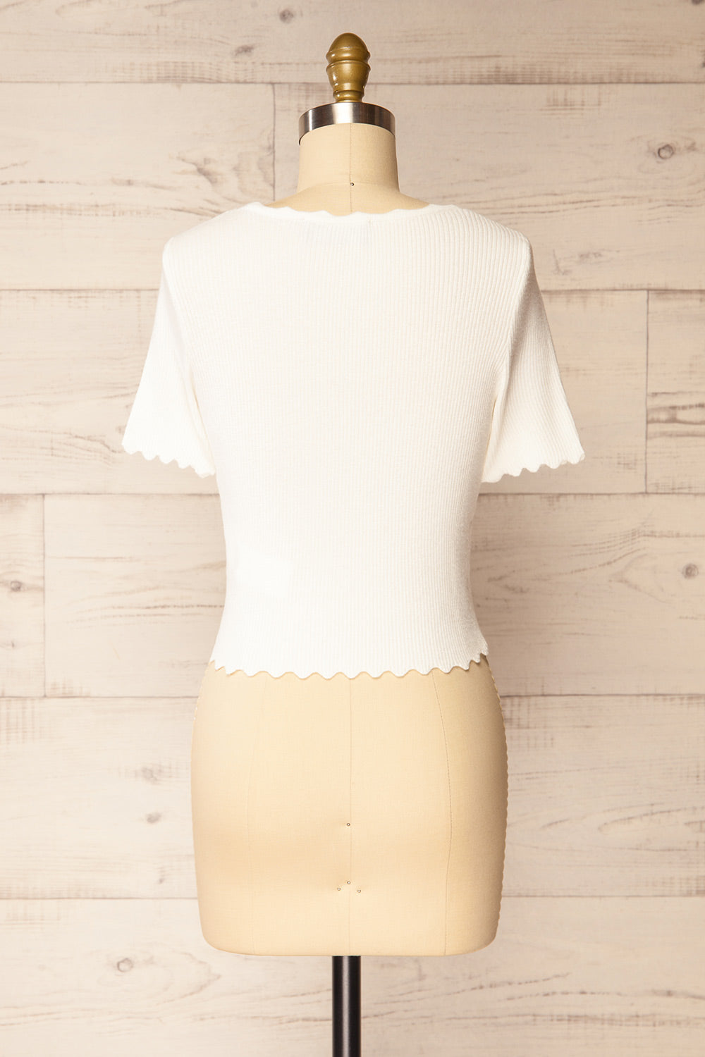 Brussels White Cropped Ribbed Top | La petite garçonne back view