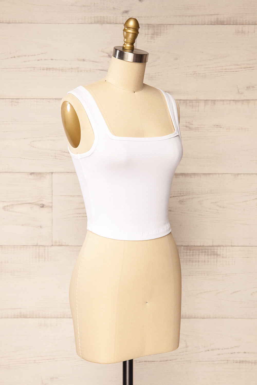 Brutus White Square Neck Cropped Cami | La petite garçonne  side view