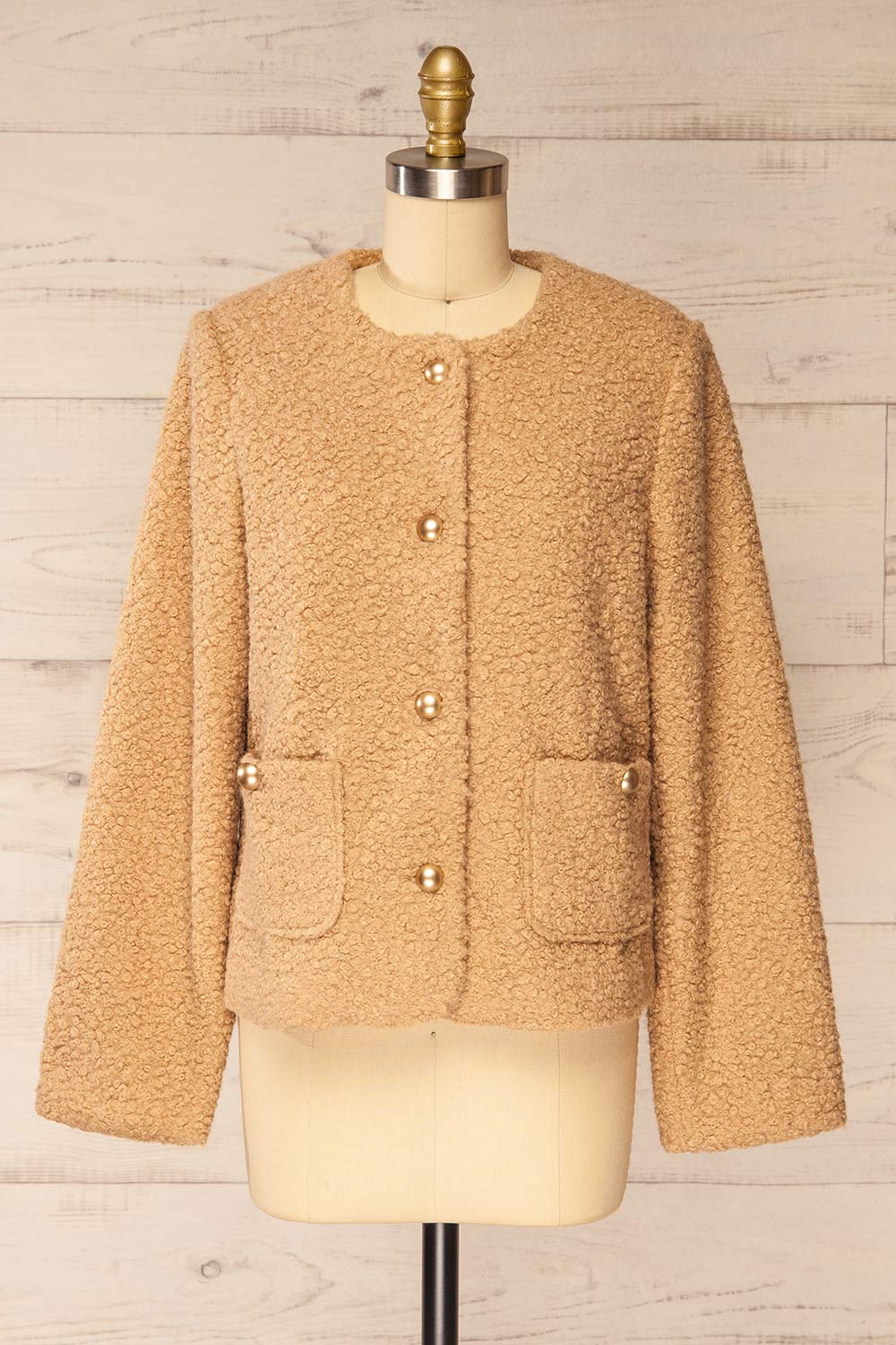 Bryansk Beige Curly Knit Jacket | La petite garçonne front view