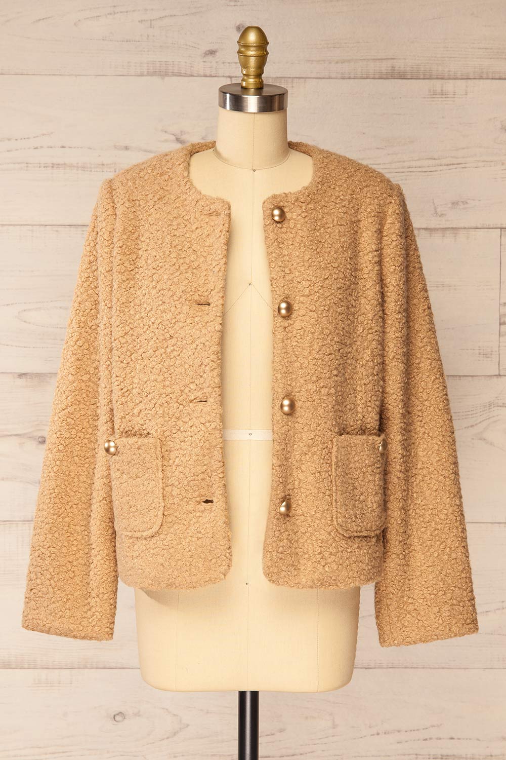 Bryansk Beige Curly Knit Jacket | La petite garçonne open view