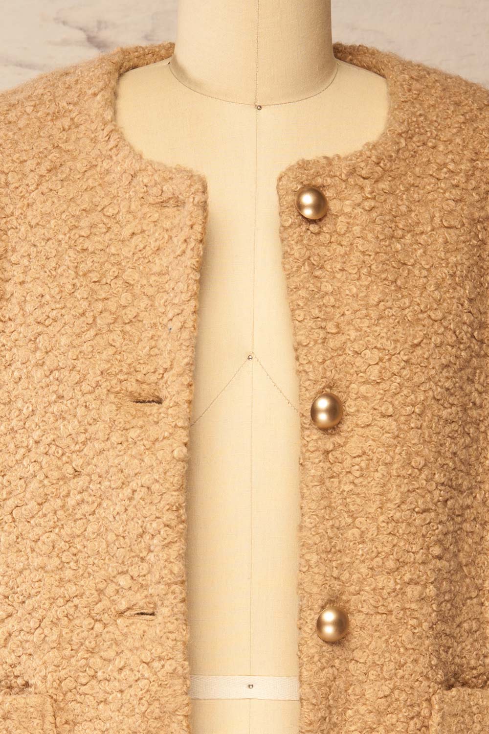 Bryansk Beige Curly Knit Jacket | La petite garçonne open