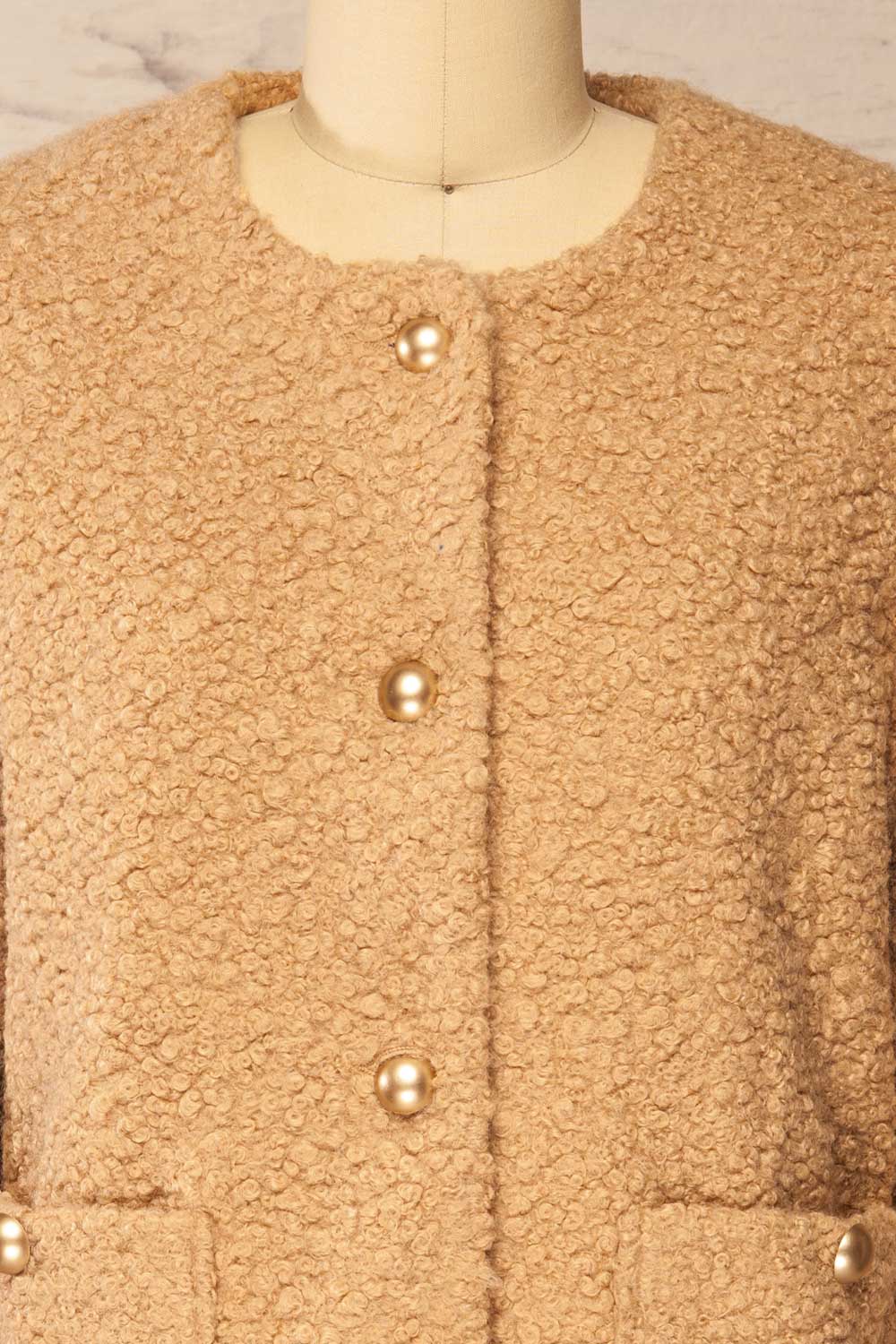 Bryansk Beige Curly Knit Jacket | La petite garçonne front