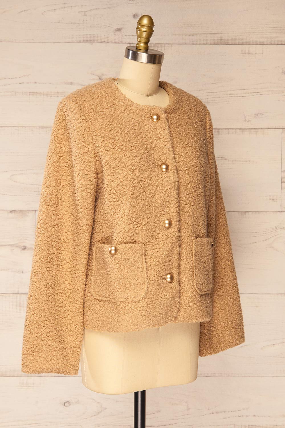 Bryansk Beige Curly Knit Jacket | La petite garçonne side view