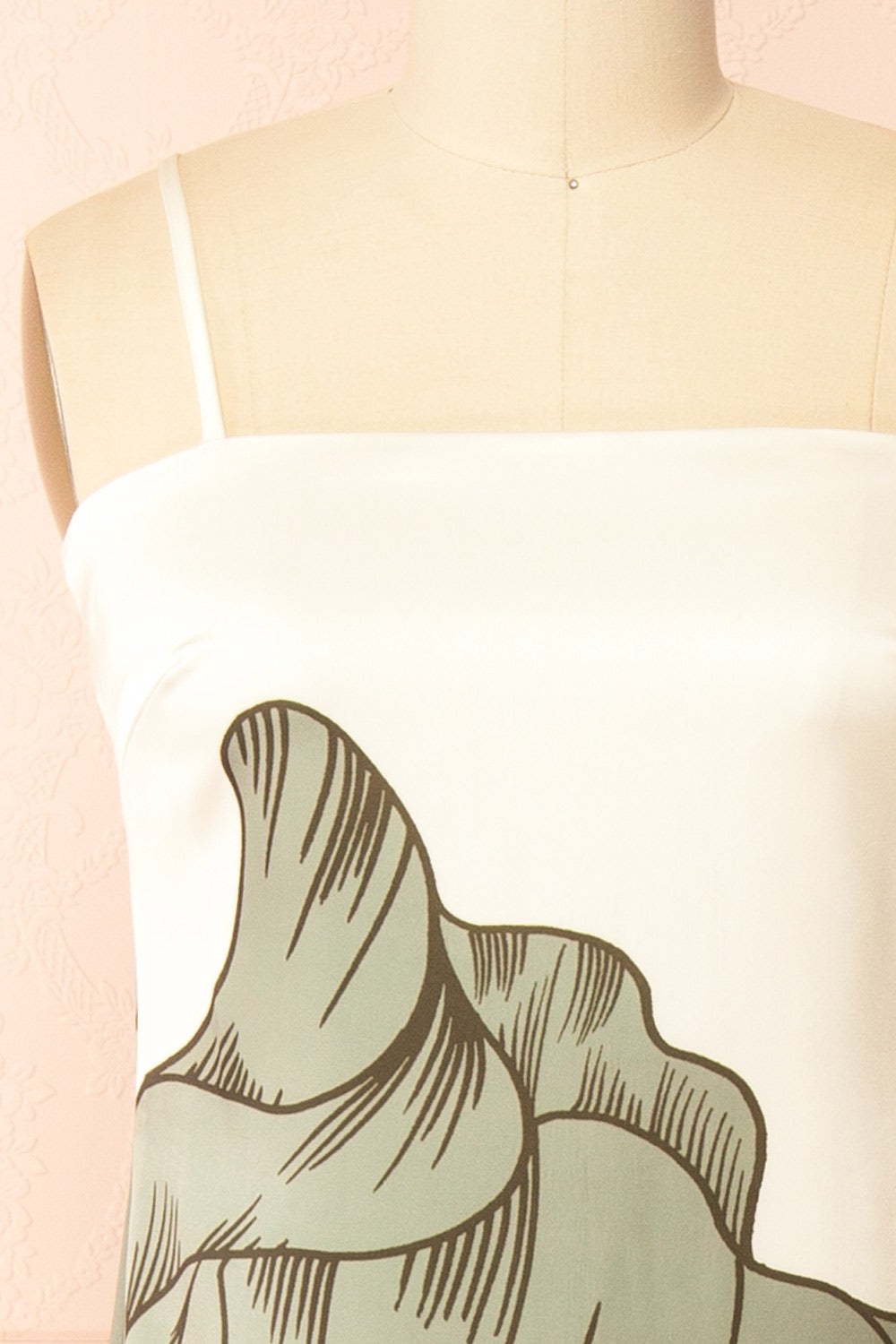 Brynlee Ivory Midi Satin Dress with Leaf Motif | Boutique 1861 front