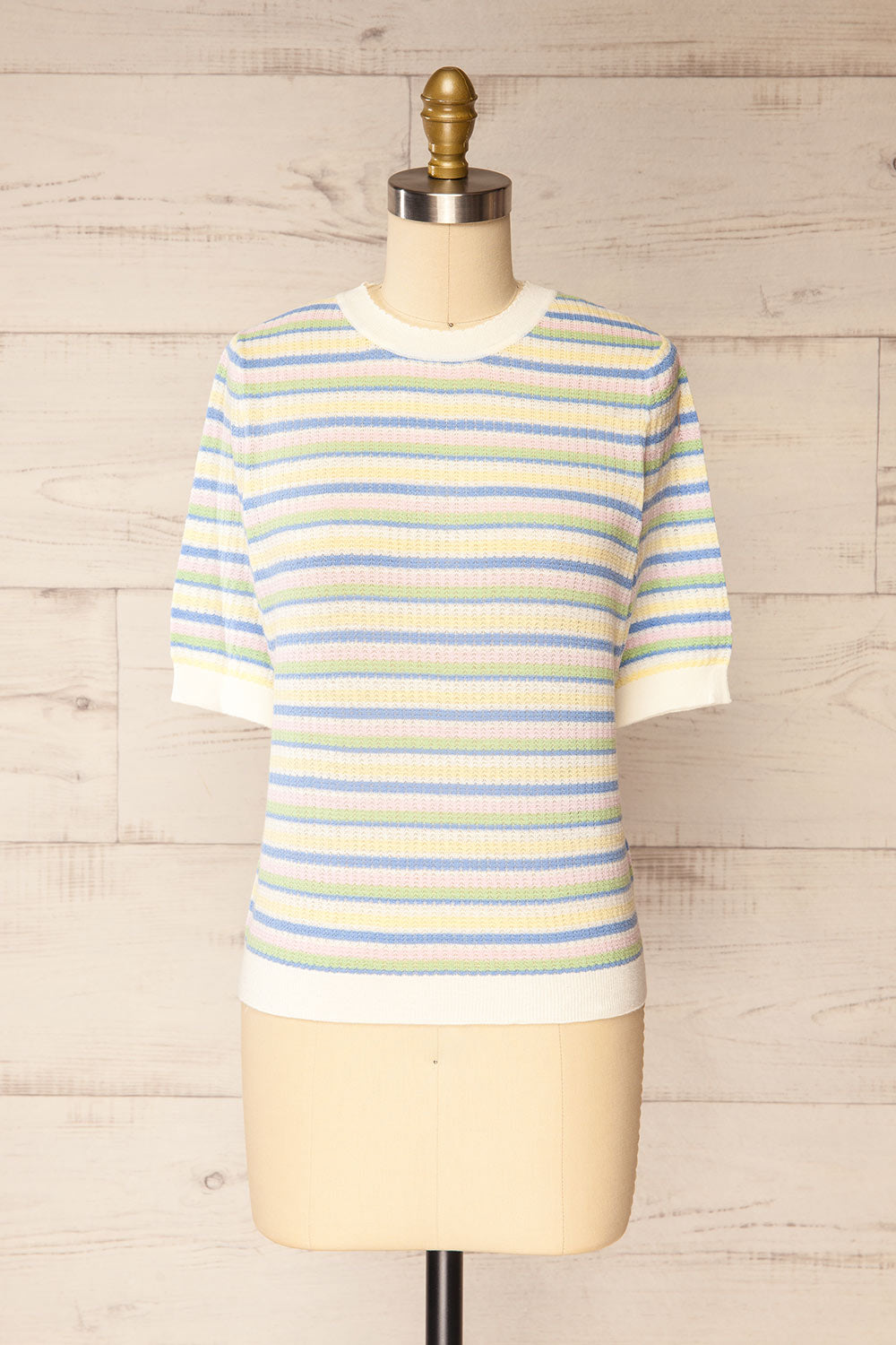 Brynn Multicolour Striped Knitted Top | La petite garçonne front view
