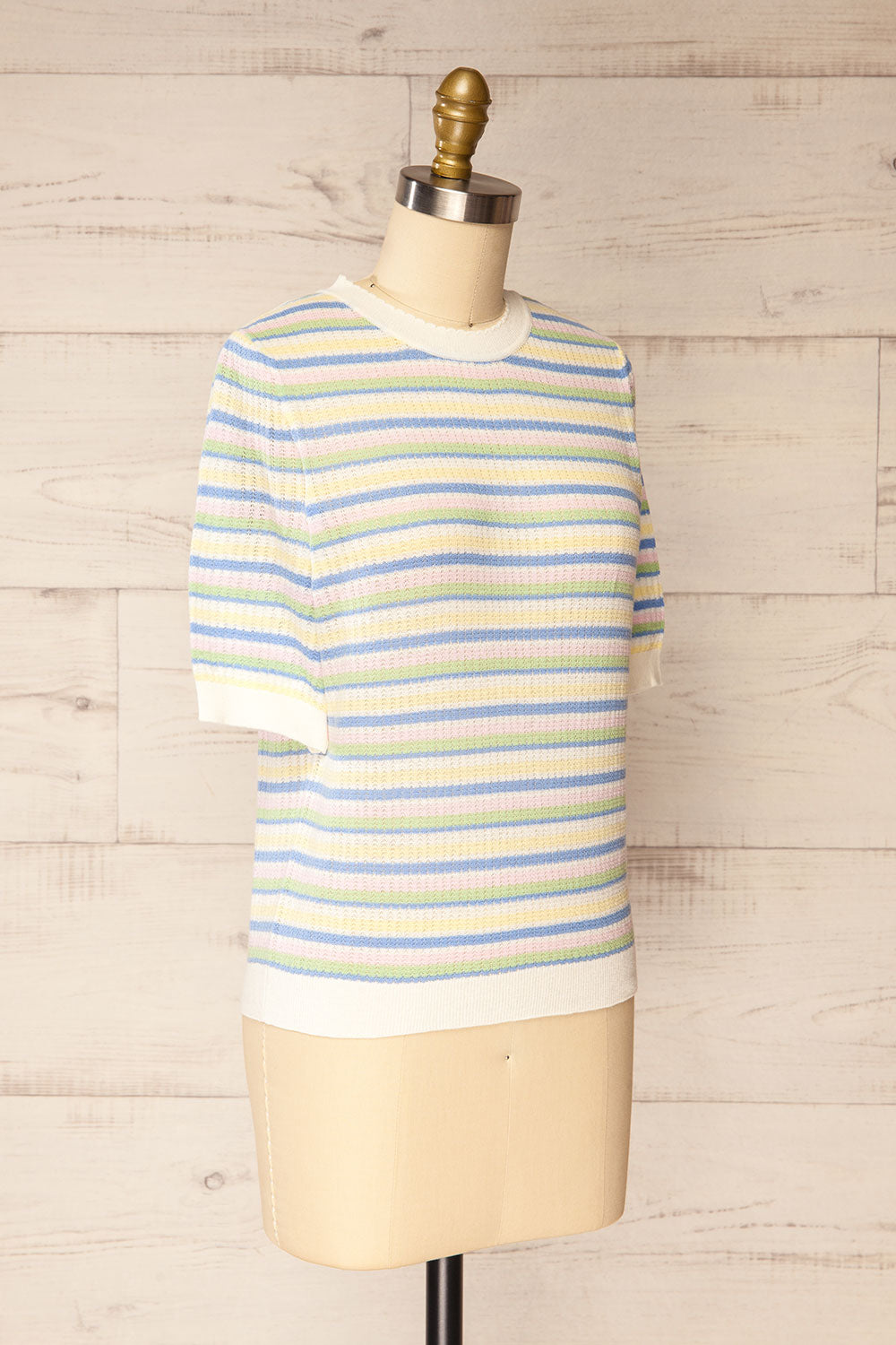 Brynn Multicolour Striped Knitted Top | La petite garçonne side view