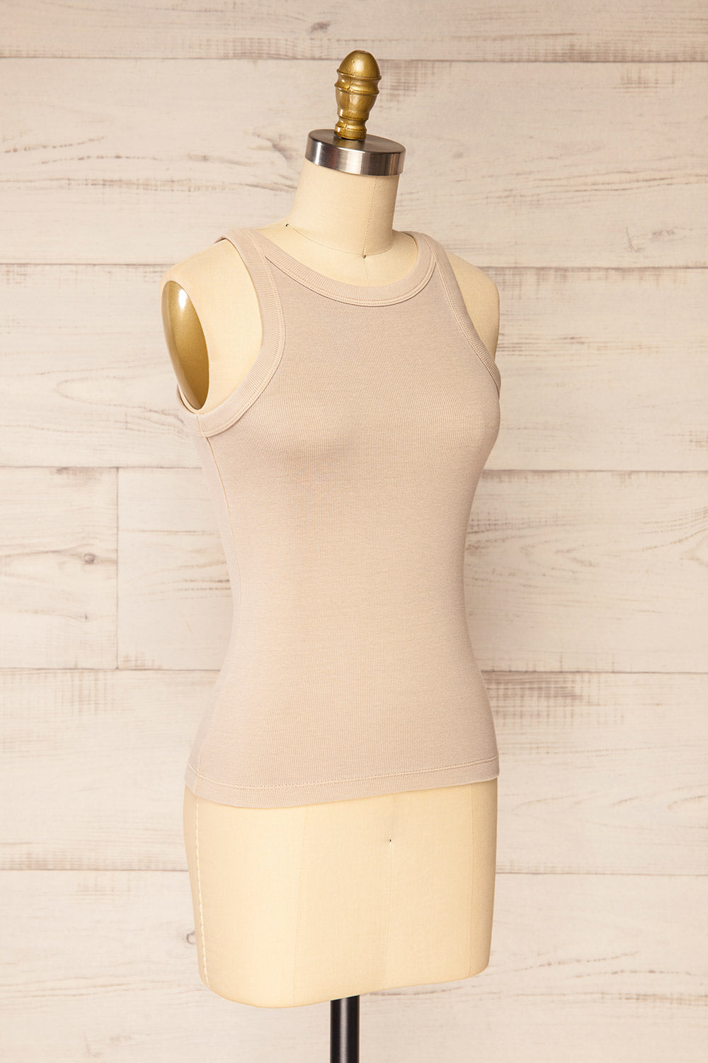 Buckerly Grey Ribbed Fitted Tank Top | La petite garçonne  side view