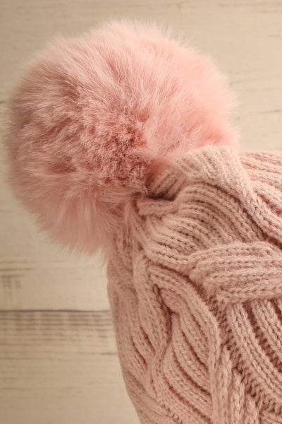 Budapest Pink Knit Tuque | La petite garçonne side close-up