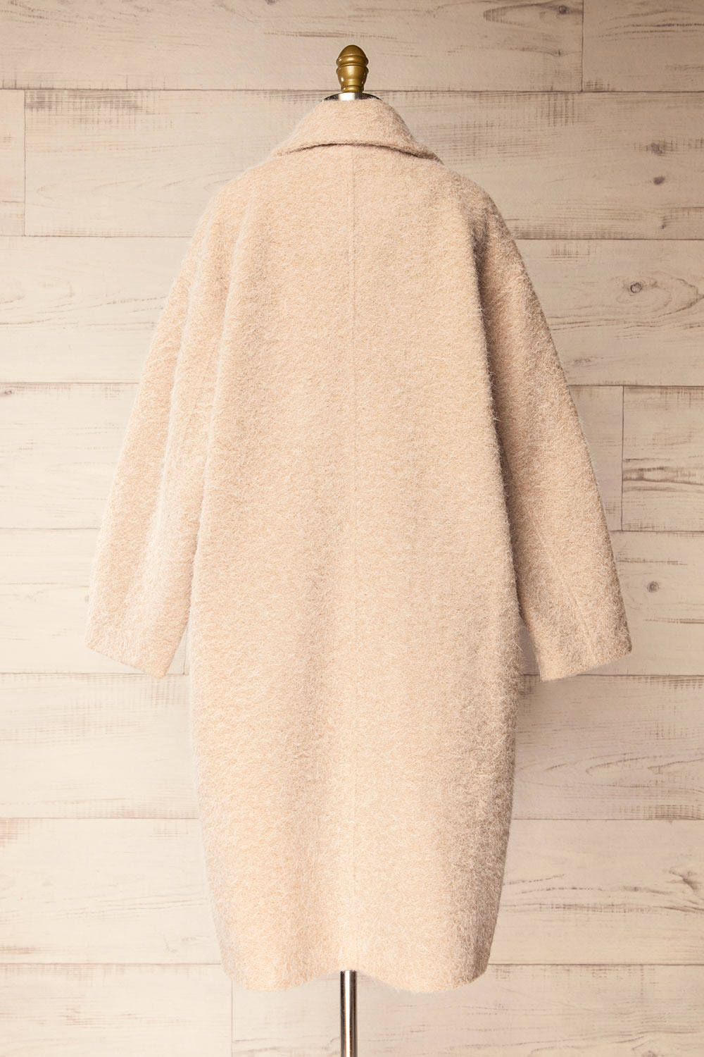 Budhanil Long Beige Fuzzy Coat | La petite garçonne back view