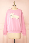 Bugsy Embroidered Bunny Pink Crewneck Sweatshirt | Boutique 1861 front view