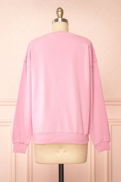 Bugsy Embroidered Bunny Pink Crewneck Sweatshirt | Boutique 1861  back view