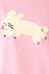 Bugsy Embroidered Bunny Pink Crewneck Sweatshirt | Boutique 1861  fabric