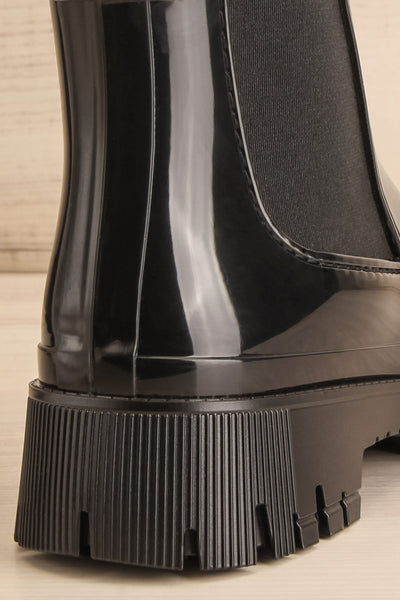 Bukavu Black Round-Toe Ankle Rain Boots | La petite garçonne back close-up