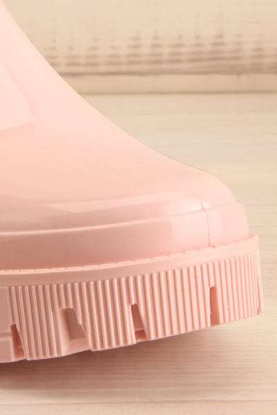 Bukavu Pink Round-Toe Ankle Rain Boots | La petite garçonne front close-up
