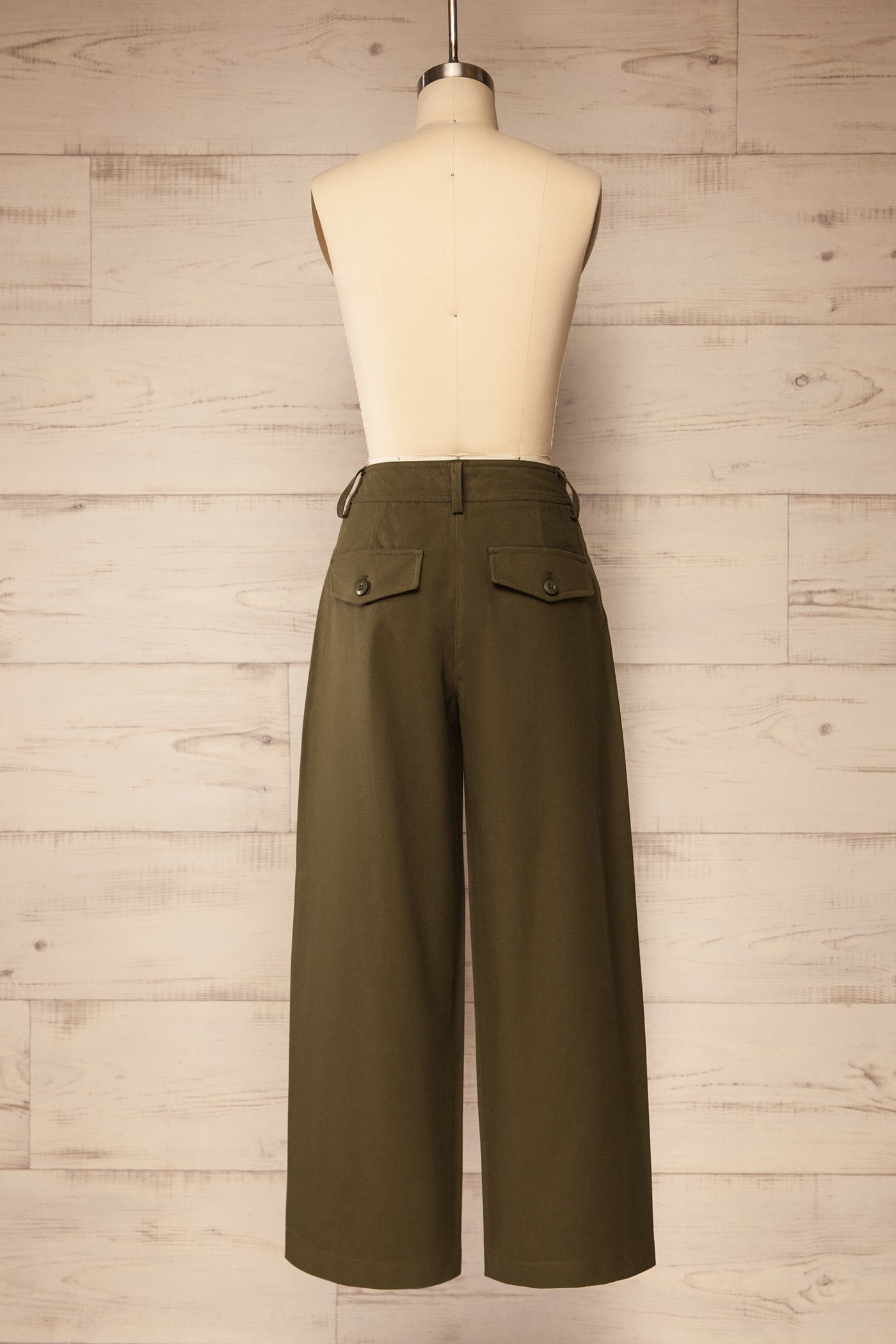 back view of Buldhana Khaki Barrel Leg Pants at La petite garçonne