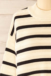 Bulgary Black & Beige Striped Knit Sweater | La petite garçonne front close-up