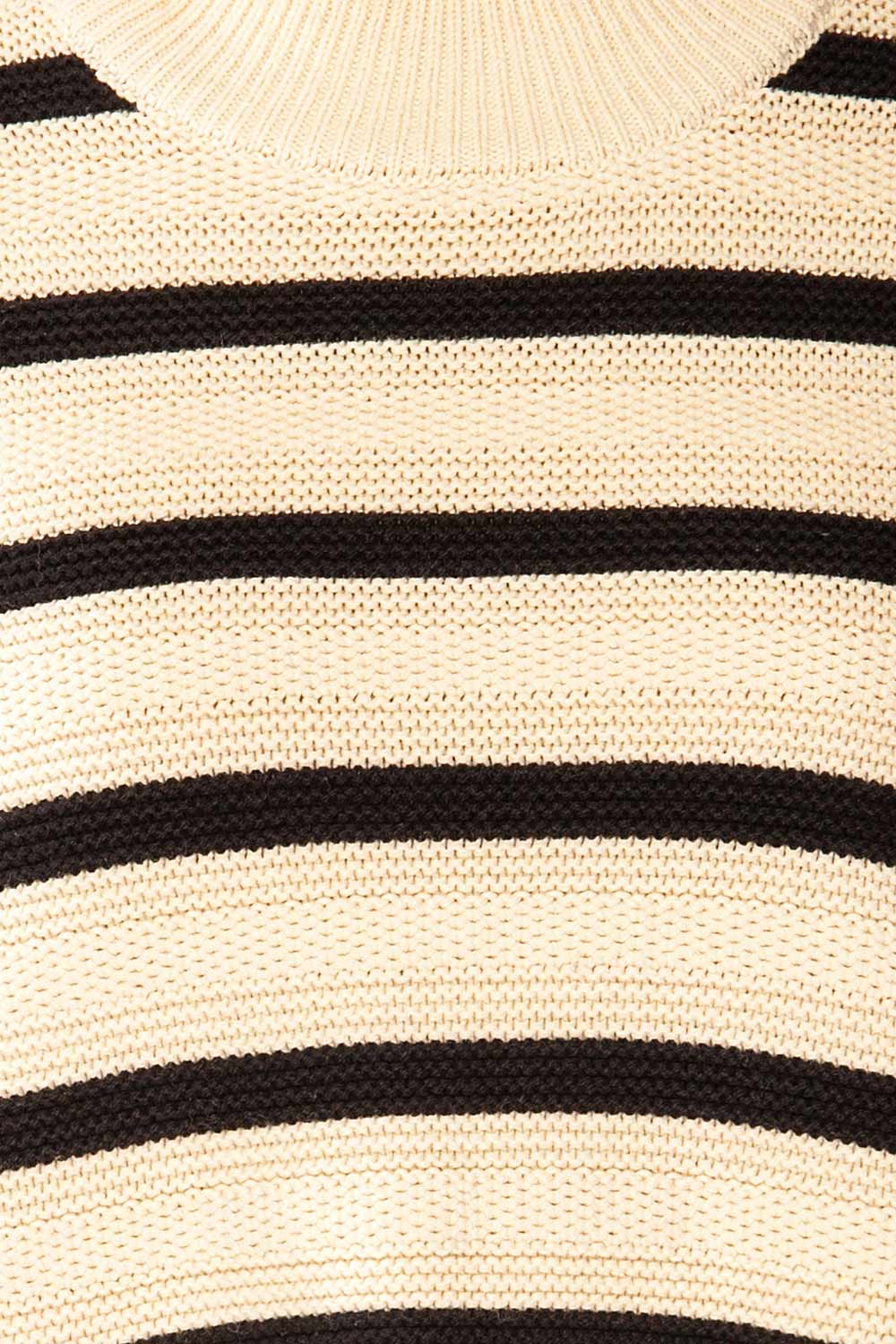 Bulgary Black & Beige Striped Knit Sweater | La petite garçonne fabric 