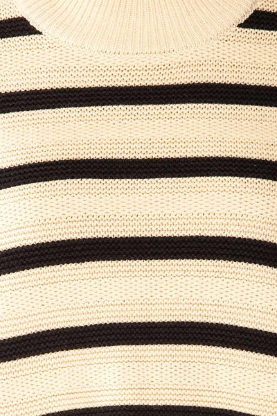 Bulgary Black & Beige Striped Knit Sweater | La petite garçonne fabric