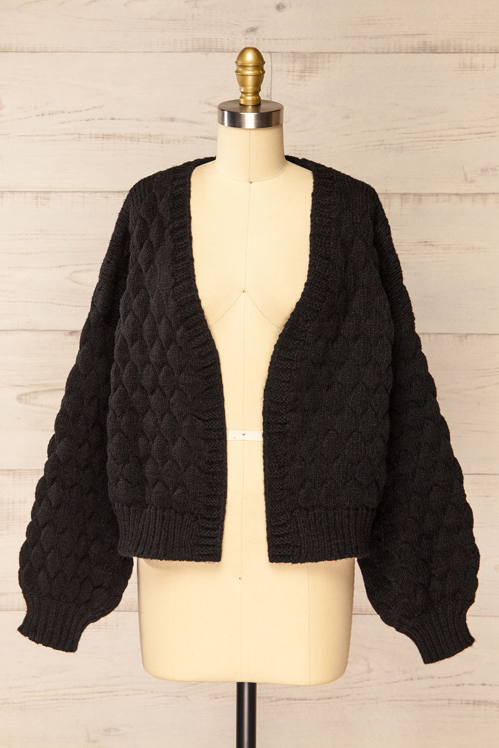 Buraydah Black Oversized Knit Cardigan | La petite garçonne front view